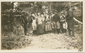 Image of Group on site of first Moravian station in Labrador [Fred and Sam Jacques, Simon Lucy, Kate and Lanz]